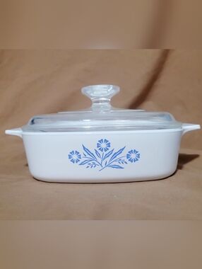 70s Corning Ware Blue Cornflower 1 Quart Casserole Dish A-1-B w/ Lid
